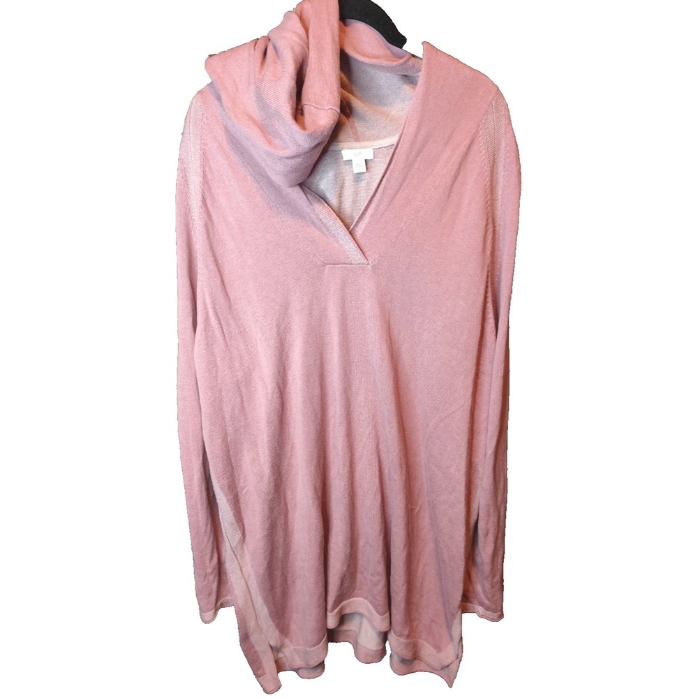 J Jill Pink Pullover Hoodie Cotton Blend Long Sleeve Women's XL